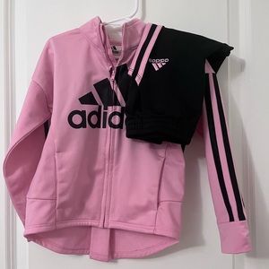 Pink and Black Adidas 2 piece jump suit set 4t